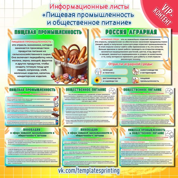 Презентация (Информационные листы) «Россия аграрная: пищевая промышленность и общественное питание»