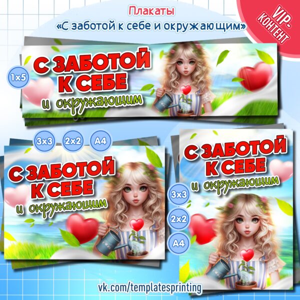 Плакаты «С заботой к себе и окружающим» на 25 ноября к уроку "Разговоры о важном". 