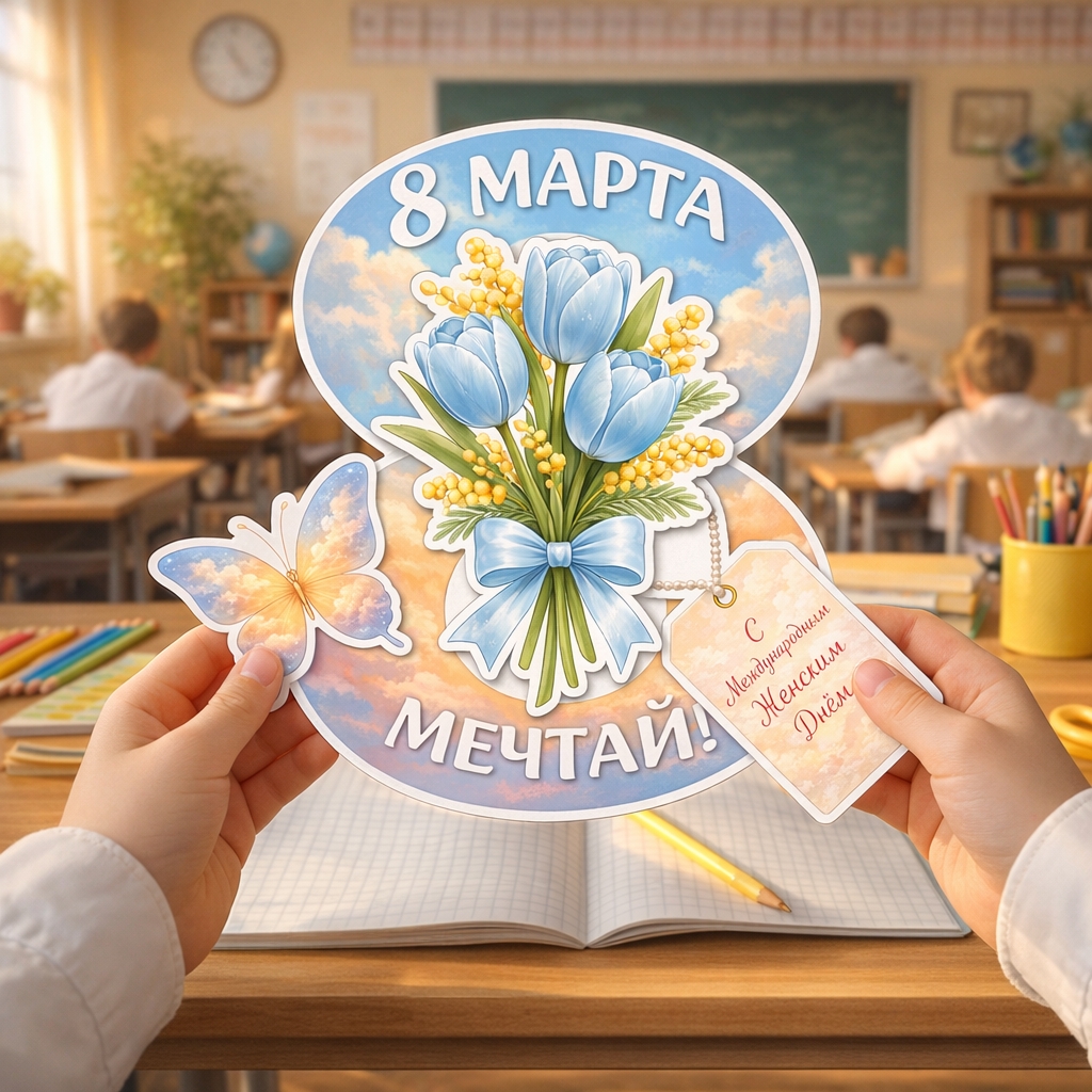 Поделка для печати на 8 марта