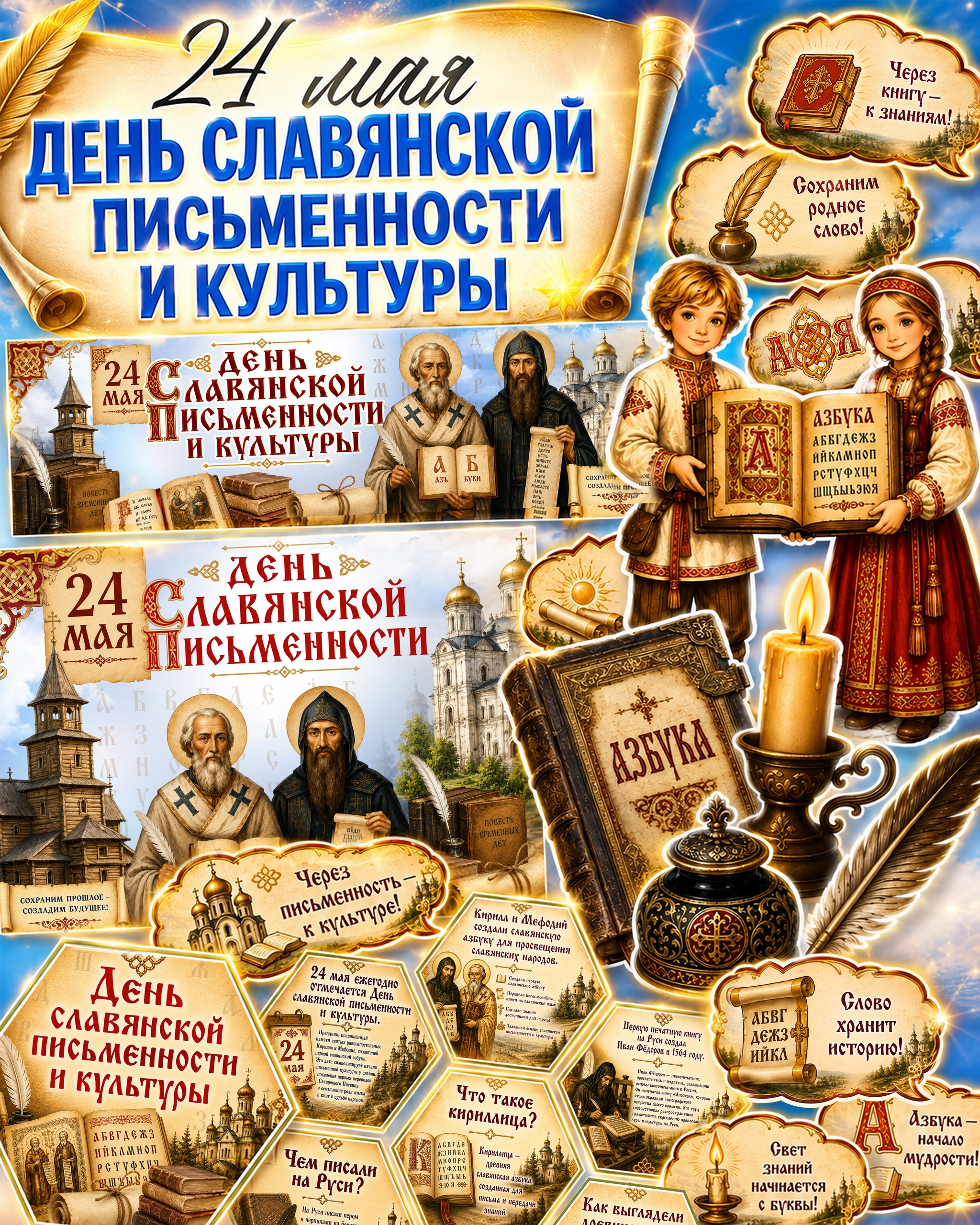 набор материалов для оформления библиотеки и класса к дню славянской письменности 24 мая распечатать