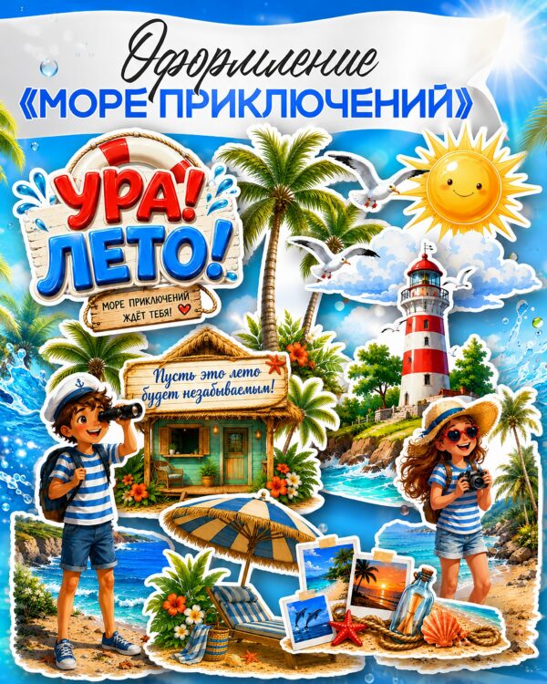 шаблоны для оформления отрядного уголка и лагерной смены море приключений распечатать на а4