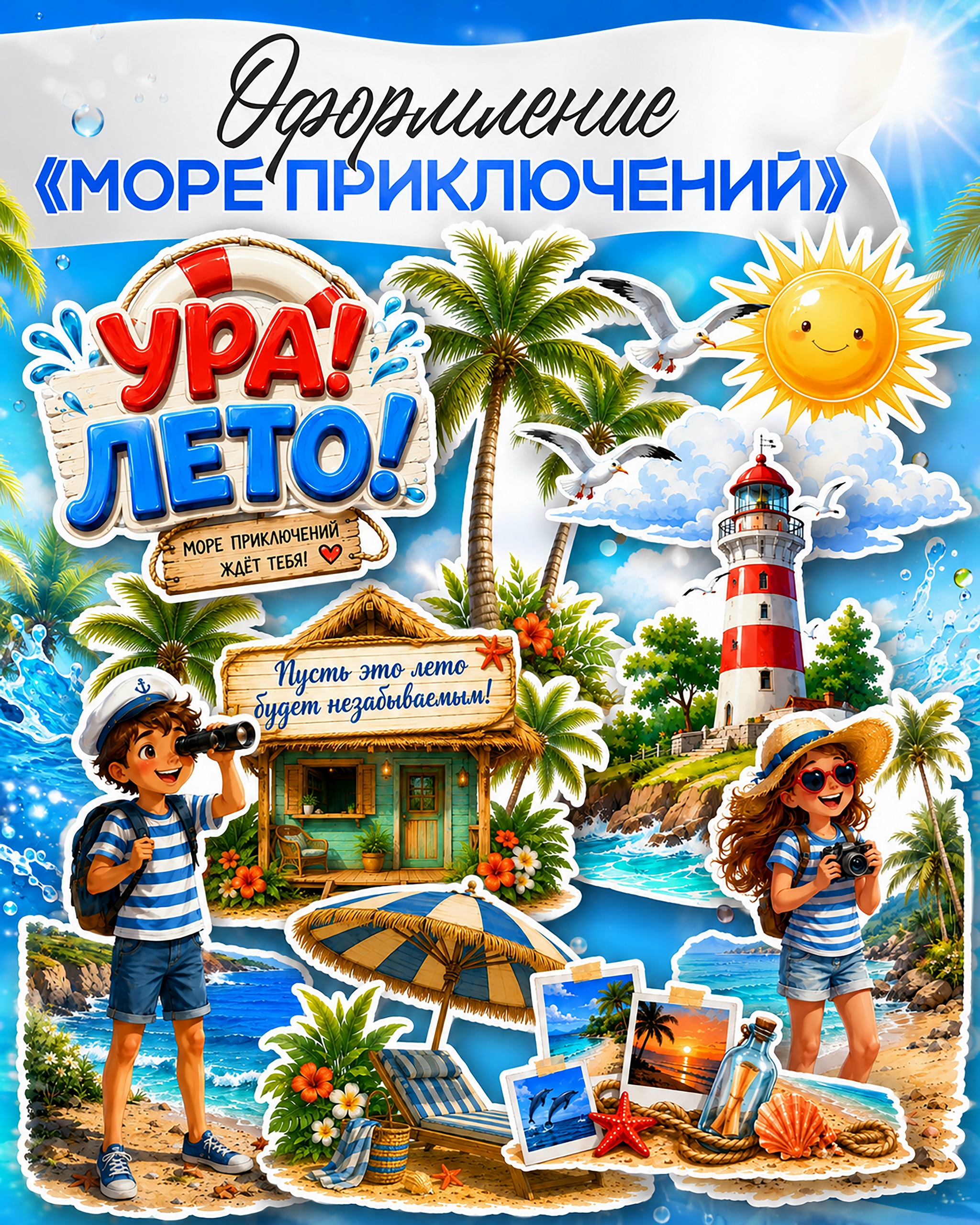 шаблоны для оформления отрядного уголка и лагерной смены море приключений распечатать на а4