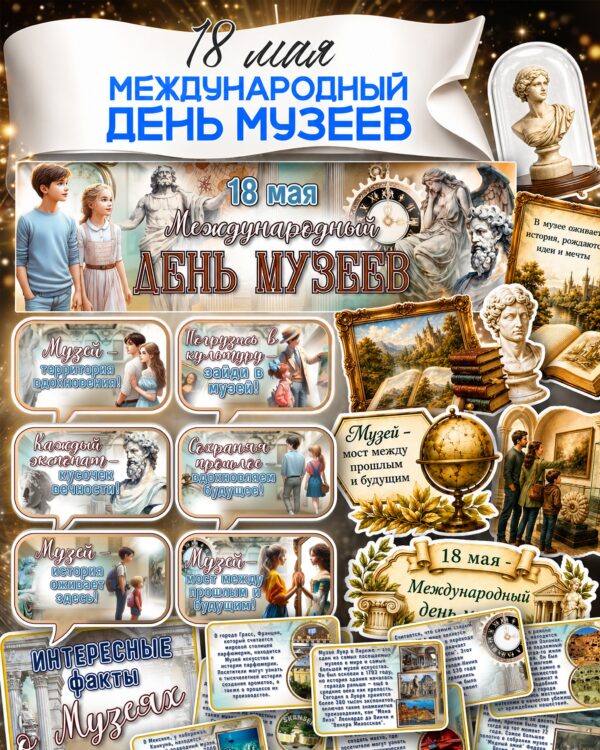 большой набор материалов для оформления класса к международному дню музеев 18 мая распечатать