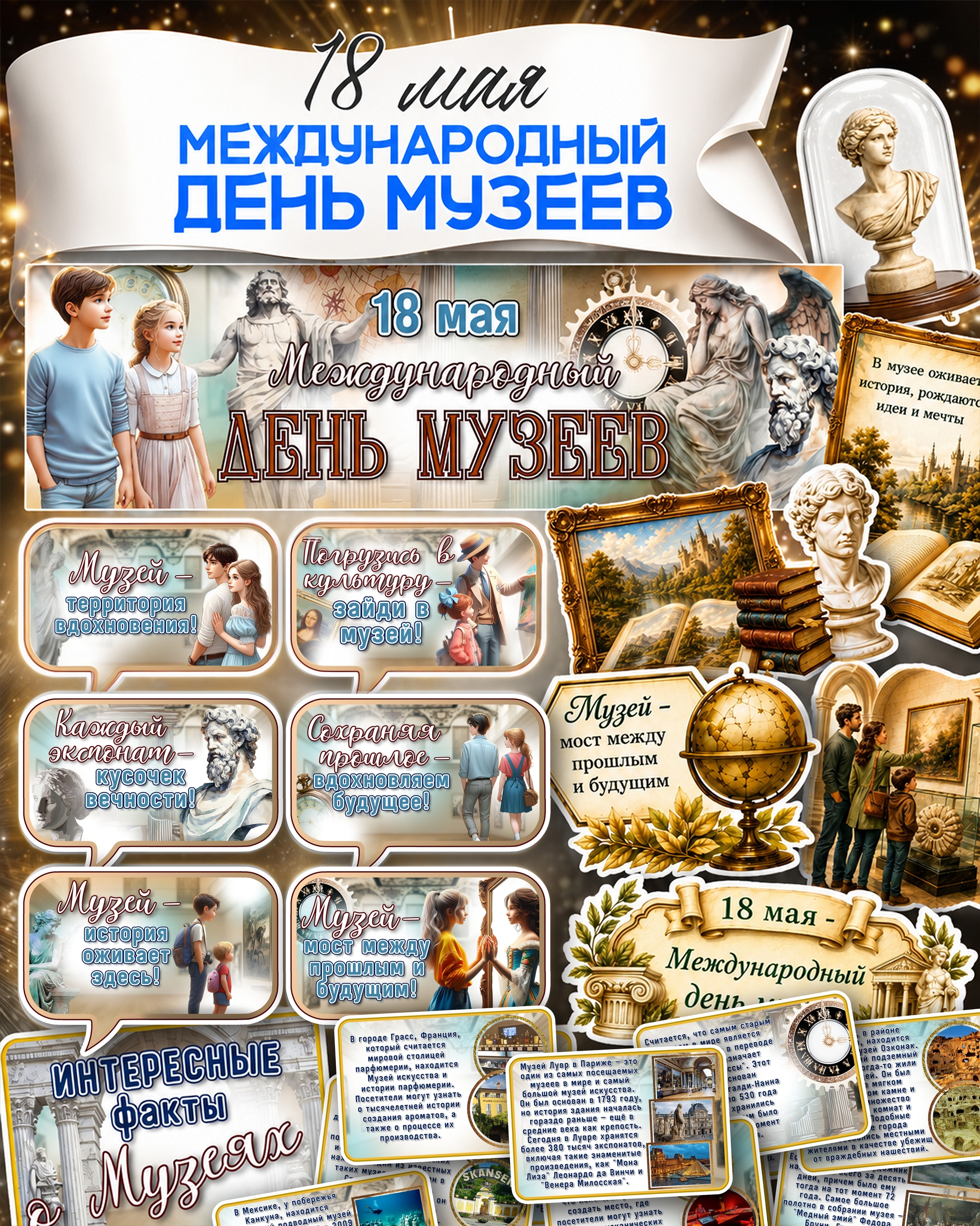 большой набор материалов для оформления класса к международному дню музеев 18 мая распечатать