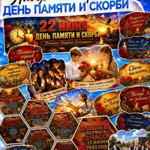 материалы для оформления стенда и доски, плакаты, соты, речевые облачка ко дню памяти и скорби 22 июня распечатать на а4
