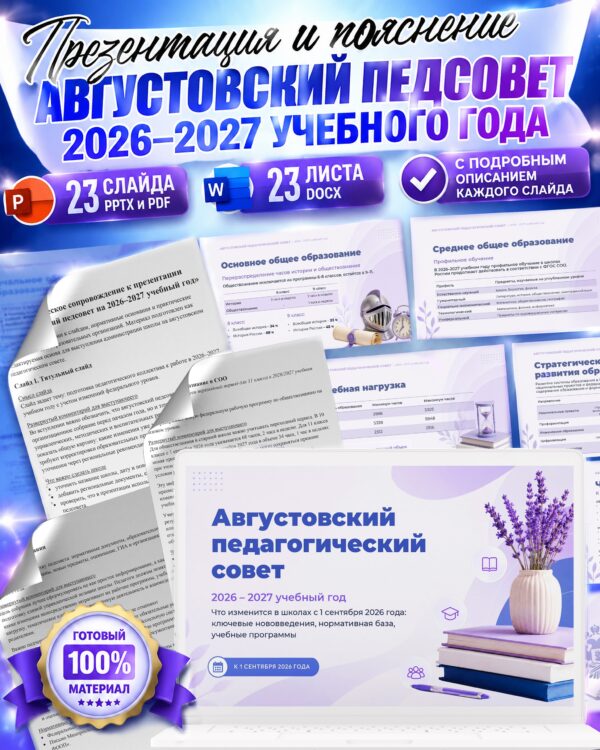 Готовый комплект для Августовского педсовета 2026–2027: презентация и доклад